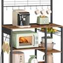 VASAGLE Bakers Rack with Power Outlet, 35.4 Inches Microwave Stand, Coffee Bar, 4 AC Outlets, with Adjustable Shelves, 8 S-Hooks, Basket, Spice Racks, Rustic Brown and Ink Black UKKS031K01
