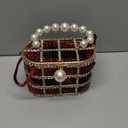 CARIEDO Evening Handbag Women Clutch Purses with Pearl Diamonds for Wedding Prom Birthday Party Dinner Accessories | with Pearl Diamonds, for Wedding, Prom, Birthday Party, Dinner, Accessories (Maroon)