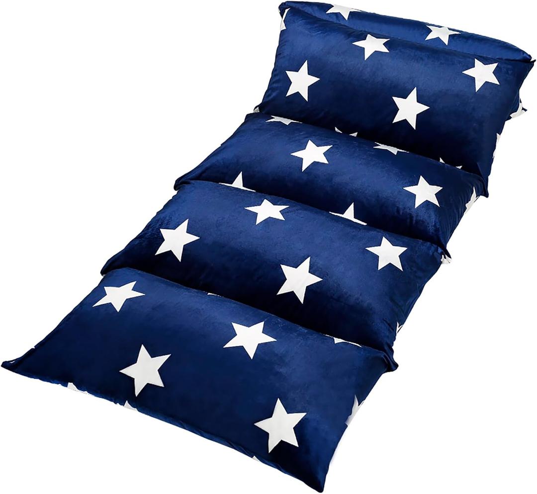 Butterfly Craze Floor Lounger Cover - Floor Bed Conversion - Creates Custom Sleeping Pad - Portable Mattress Alternative - Star Navy, King Size