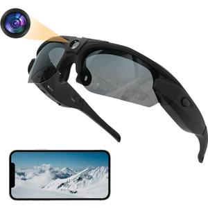 Sport Camera with WiFi, Camera Sunglasses for Outdoor Sports & Vloging, Supports iOS & Android (No Memory Card Included)