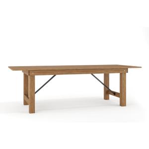 Flash Furniture Hercules Series 8' x 40" Rustic Solid Pine Folding Dining Table, Rectangular Antique Farmhouse Dining and Event Extension Table