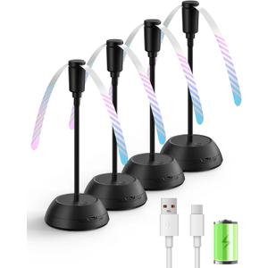 4PCS Food Fan for Table, 2000mAh Rechargeable Portable Tabletop Fans with Holographic Blades and 360 Goose-Neck, Table Food Spinner Quiet for Picnic, Home, Party, BBQ(Black)