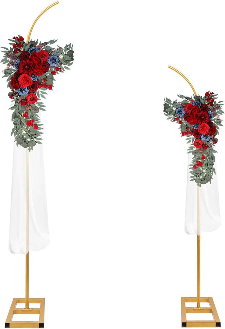 Metal Arch Backdrop Stand, Gold Curved Top Wedding Arch Set of 2 (7.5FT/6.2FT) Wedding Arches Frames for Ceremony, Baby Shower,Birthday Party, Anniversary Graduation Decorations