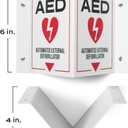 AED Wall Mount Sign 2-Pack | 3D Projecting Automated External Defibrillator Safety Signage for the Workplace, 6" x 8" x 4"
