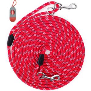 Long Dog Leash for Training 10FT/16FT/20FT/30FT/50FT/100FT, Reflective Tie Out, Heavy Duty Dog Lead for Large, Medium & Small Dogs - Outside Walking, Playing, Camping, Yard (Red)