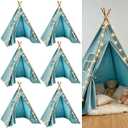 Teepee Tent for Kids,with String Lights,6 Pack(Blue)