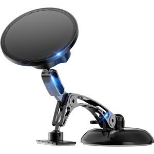 Dual Support for MagSafe Car Mount, Magnetic Phone Holder for Car with Vacuum, 360Adjustable Metal Head &Extension Rod, Cell Phone Holders for Your Car for iPhone17/16/15/14/13/12, Android