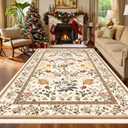IWRJFQWR Washable Rugs 5x7 Vintage Floral Area Rug - Boho Floral Carpet for Living Room Bedroom Dining Room Kids Playroom Home Decor Non Slip Carpet - Brown