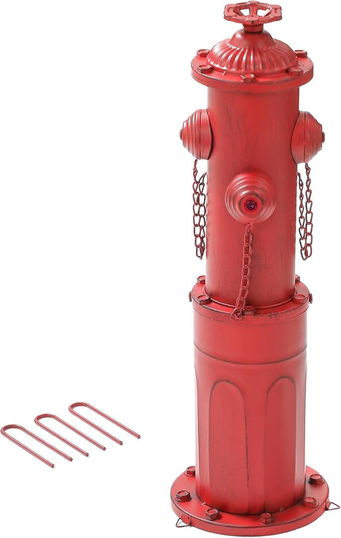 Fire Hydrant for Dogs to Pee On, 22.5" Metal Dog Fake Fire Hydrant Pee Post Red for Outdoor Training, Pee Pole with Ground Stakes, Fillable Base for Yard, Garden, Patio