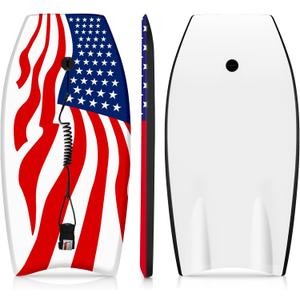 Bodyboard for Beach 42 inch Premium Body Boards with Wrist Leash Super Lightweight Surf Boards EPS Core HDPE Slick Bottom for Adults Kids Beginners Any Surfing Rider Level