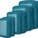 BAGAIL 4 Set/6 Set/8 Set Compression Packing Cubes Travel Accessories Expandable Packing Organizers (Square Mesh, 06-Teal)