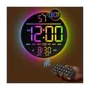 JALL 10" Large Digital Wall Clock with Seconds, Alarm Countdown Timer, Big LED Display, RGB Color, DST, Temperature, Mounted for Bedroom Living Room Office Classroom Gym, Xmas Birthday Gift, RGB