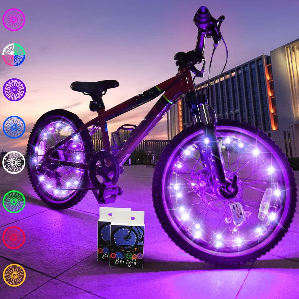 TINANA 2 Tire Pack LED Bike Wheel Lights Ultra Bright Waterproof Bicycle Spoke Lights Cycling Decoration Safety Warning Tire Strip Light for Kids Adults Night Riding