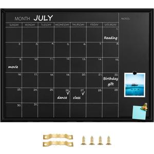 TORASO Calendar Chalkboard, 23.6 x 31.5 inches, Magnetic Surface Black Frame Chalk Board for Planning,School Timetable Memo, Hanging Board for Office, School and Home(YLHB-BK-6080)