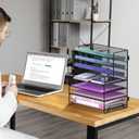 7 Tier Desk File Organizer, Letter Tray Paper Organizer, Metal Desktop Organizers and Accessories for Study and Workspace, for Home Office, Black