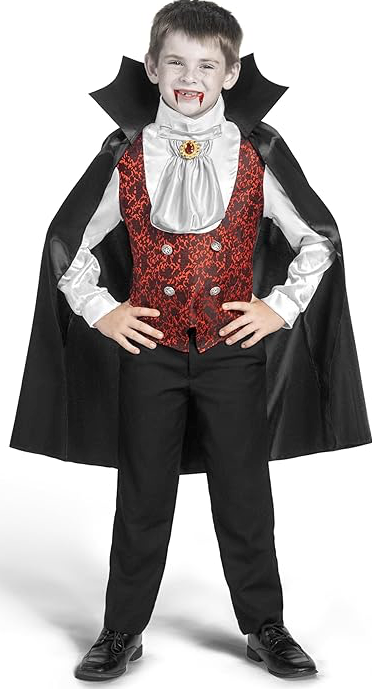 Spooktacular Creations Halloween Boys Vampire Costume, Kids Vampire of Darkness Costume for Boys Halloween Dress up, Role-Playing and Parties,  Size S