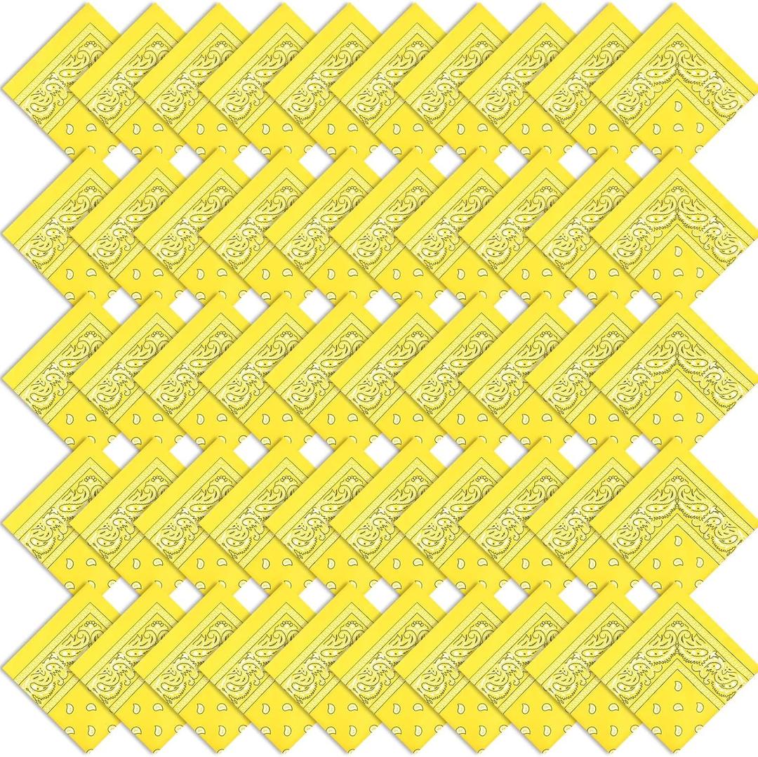Tarpop Bandanas Paisley Cowboy Polyester Bandanas Bulk Multi Purpose Headband for Men Women Party Costume (Yellow)