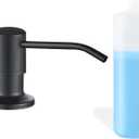 Built in Soap Dispenser for Kitchen Sink, Matte Black Stainless Steel Countertop Pump Head, Dish Soap Hand Lotion Dispenser with Refillable 17OZ Bottle