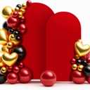 LEBENGURU Set of 2 Upgraded Wedding Arch Cover, 6.6FT,7.2FT Red Spandex Fitted Arch Backdrop Cover, Round Top Chiara Stand Covers for Birthday Party Baby Shower Banquet Balloon Dcor