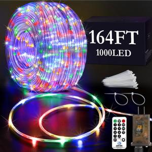 KNONEW 164FT 1000LED Rope Lights for Outside,Outdoor String Lights Waterproof 8 Modes Clear Tube Light for Indoor,Bedroom,Wedding,Garden,Patio,Christmas,Tree,Rv,Holiday Decoration(Multicolor)