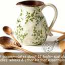 Ceramic Utensil Holder for Kitchen Counter, 6.1 Inch Vintage Farmhouse Rustic Cooking Utensil Holder, Modern Home Decor Countertop Organizer Crock for Flower Pot, Spoons & Kitchen Tools
