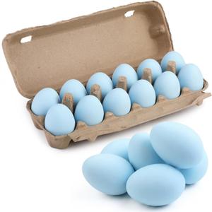 CroBlissful 12 Pcs Easter Ceramic Eggs Blue Fake Nest Egg Easter Decoration for Easters Egg Hunt Nesting Boxes Crafts Bowl Basket Fillers Easters Home Party Decor