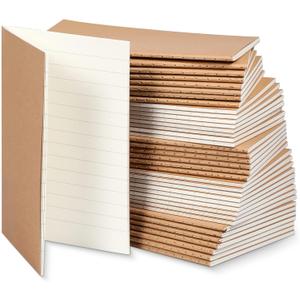 Outus 50 Pieces Pocket Notebook Bulk 5.12''x 3.54'' Mini Travel Journals Small Memo Kraft Notepads for Students School Classroom Sketching(Brown Cover,Horizontal Line)