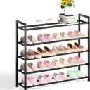 Bumusty 5-Tier Expandable Shoe Rack for Closet, 18-33 Adjustable Shoe Rack for Small Space, Small Shoe Organizer for Front Door, Sturdy Metal (Black)