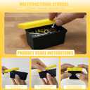 Storage Bins With Lids, 3.42" x 2" x 1.33" Mini Tote Bin with Snap-Fit Lid for Organizing Small Parts, Crafts, Hardware, & Office Supplies Storage, Black Base And Yellow Lid - 4PCS