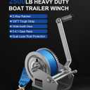 ZOMIYU 4000lb Boat Trailer Winch with Strap, 2-Way Ratchet 5.4:1/16.6:1 Gear Ratio, Enhanced Gear, Ratchet Switch and Handle, Heavy Duty Hand Winch for Boat, Trailer, ATV, Marine, Jet Ski