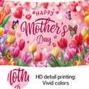 Mother's Day Backdrop Happy Mother's Day Party Decor Banner Supplies Heart-Shaped Balloon Floral Tulip Butterfly Pink Photography Backdrop,Holiday Wall Decor for Indoor Outdoor Garden Yard 7x5ft
