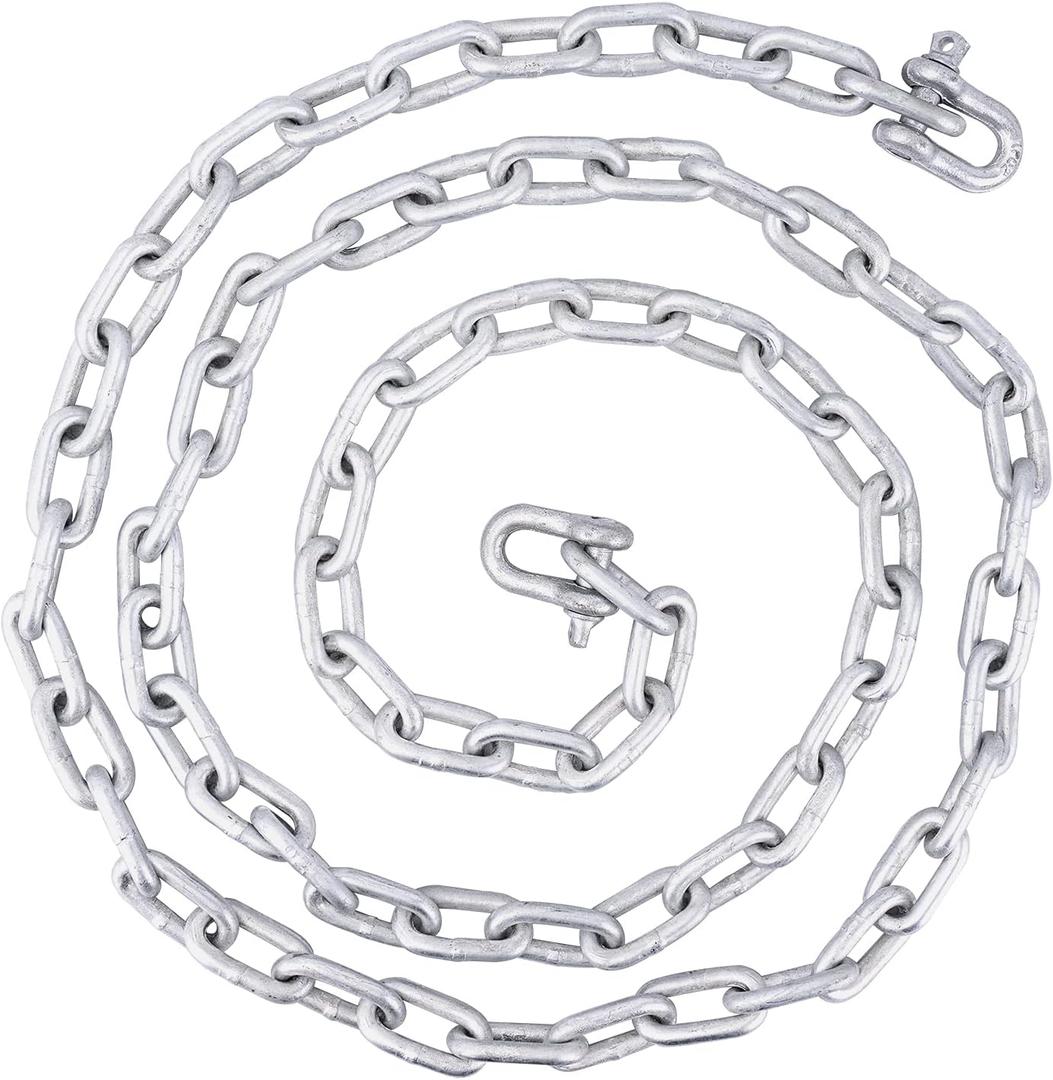 Galvanized 5/16" Anchor Chain 2 PCS 3/8" Anti-Off Shackles, Boat Anchor Chain, Anchor Chains for Boats, Galvanized Chain with Shackles