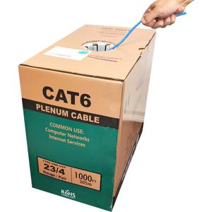 | 550MHZ CAT6 Plenum Cable 1000ft Blue, 23AWG 4Pair, Solid Network Cable Unshielded Twisted Pair (UTP)
