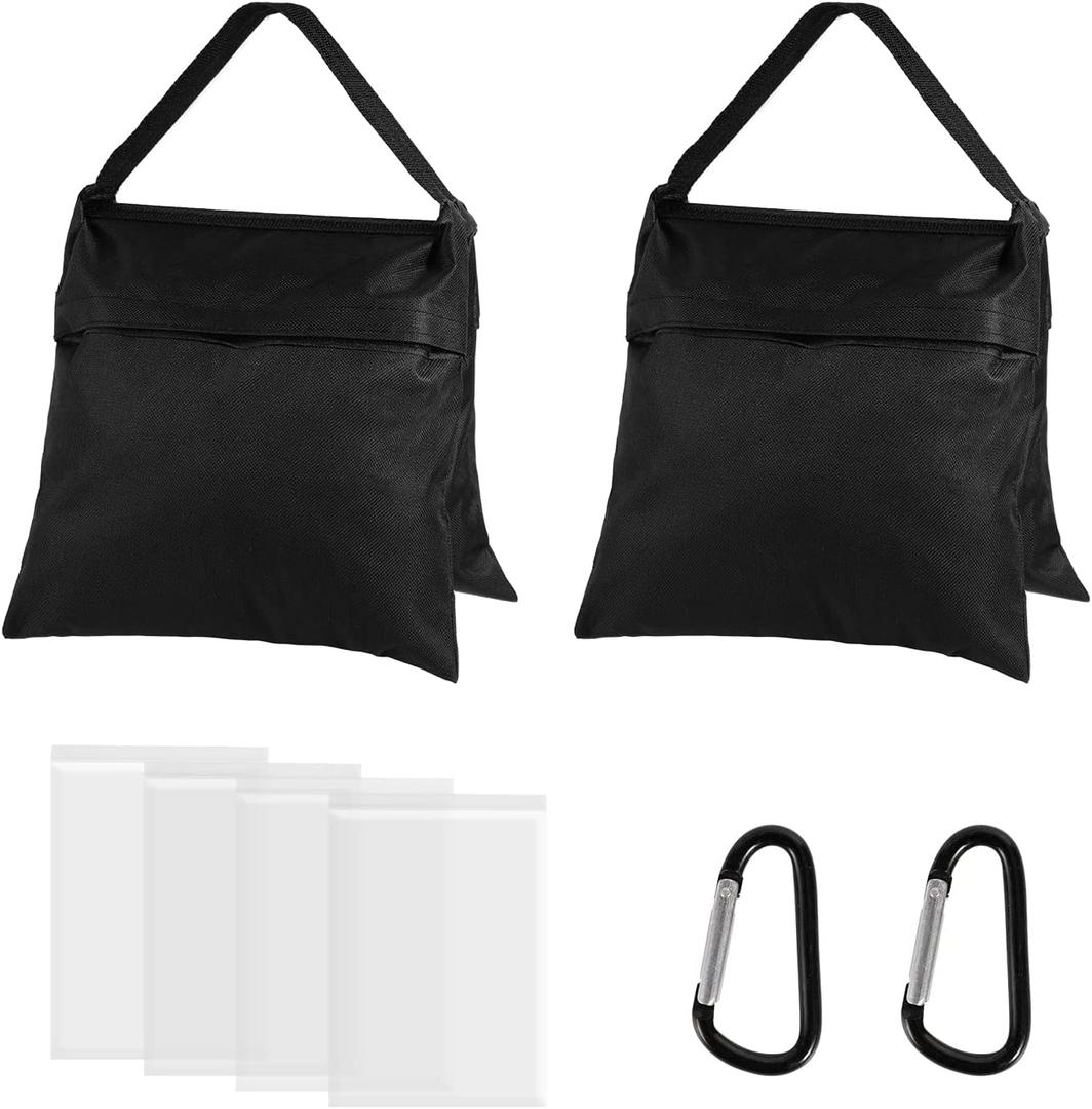 Photography Sandbag Saddlebag for Photo Video Studio Stand,Backdrop Stand, Outdoor Patio Sports, Transparent PP Bag and Clips Included 2 Packs