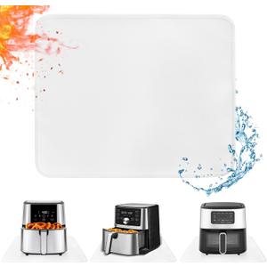 Heat Resistant Mat for Air Fryer, 15 x 18in Countertop Protector, Fireproof Silicone Appliance Slider for Coffee Maker, Toaster, Oven (White) (18"L x 15"W)