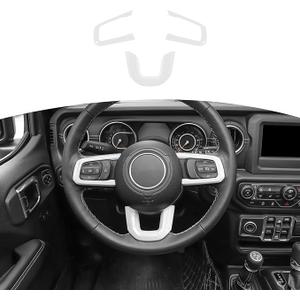 RTTCZ for Wrangler JL Steering Wheel Trim Decal Panel White for Jeep Wrangler JL JLU Gladiator JT 2018Present White Interior Accessories 3pcs