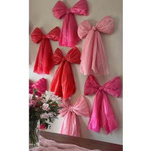 Valentines Day Decorations - Set of 6 DIY Giant Wall Bows - Hanging Valentine Bow Decor for Tree Door Window - Cute Items for Home Room Kitchen Classroom Bedroom Party Office Decoration