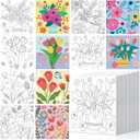 Honoson 6 Pcs 6 Inch Pre Drawn Outline Canvas Paint Kit with Pictures for Adults Paint Party Stretched Canvas Art Boards Set for Adult Beginner(Floral Style)