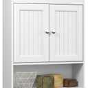 Spirich Bathroom Cabinet Wall Mounted with Doors, Wood Hanging Cabinet with Doors and Shelves Over The Toilet, Bathroom Wall Cabinet White