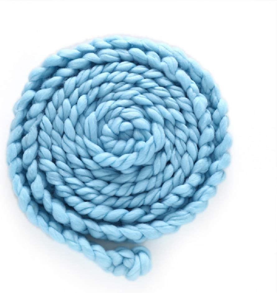 Matissa Newborn Baby Photography Props Braided Rope Basket Filler Photography Background Rug Blanket (Light Blue)