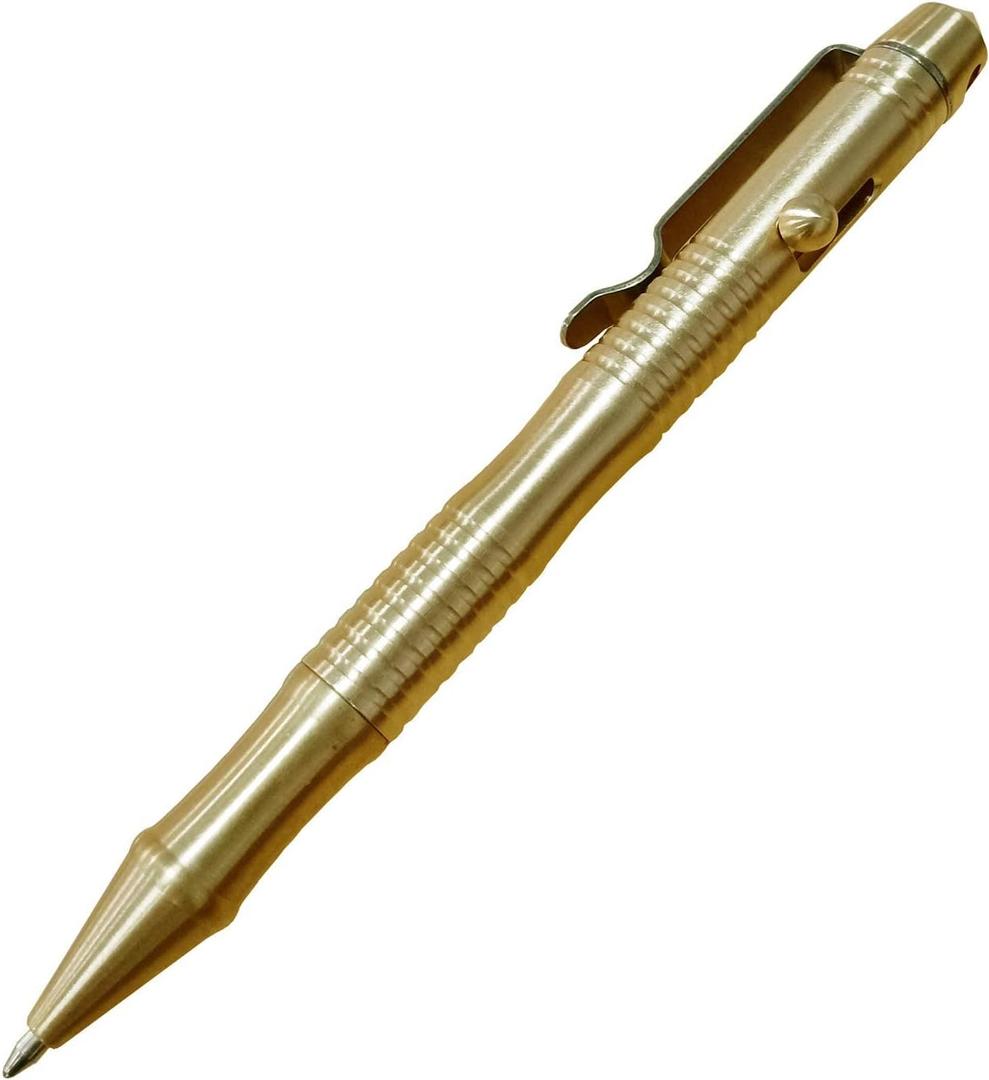 SMOOTHERPRO Solid Brass Bolt Action Pen Refillable Retractable Heavy Duty for Tremor Parkinson Arthritic Business Office Signature Writing EDC Gift(BB201) (Natural)
