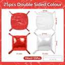NISOCY 25PCS Red White Square Foil Balloons Wall Double Backdrop Sided Red Pearl White Balloon Tunnel Arch Kit for Christmas Birthday Valentine's Day Baby Shower Wedding Party Decorations