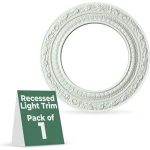 Renovators Supply Manufacturing Recessed Lighting Trim 10 in. Round White Polyurethane Ornate Recessed Ceiling Light Trims