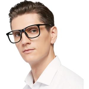 MARE AZZURO Oversized Square Reading Glasses Men Large Readers 1.0 1.25 1.5 1.75 2.0 2.25 2.5 2.75 3.0 3.5 4.0 5.0 6.0 (Black)