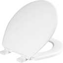 Bemis Ashland Modern Wood Toilet Seat with Decorative Edge, Slow Close, Secure Hinges, Made in USA, Round, White