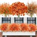 Uieke 72PCS Artificial Mums for Outdoors Fake Fall Outdoor Violet Flowers Orange Calla Lilly and Autumn Ferns No Fade for Outside Window Box Porch Planters Garden Decor