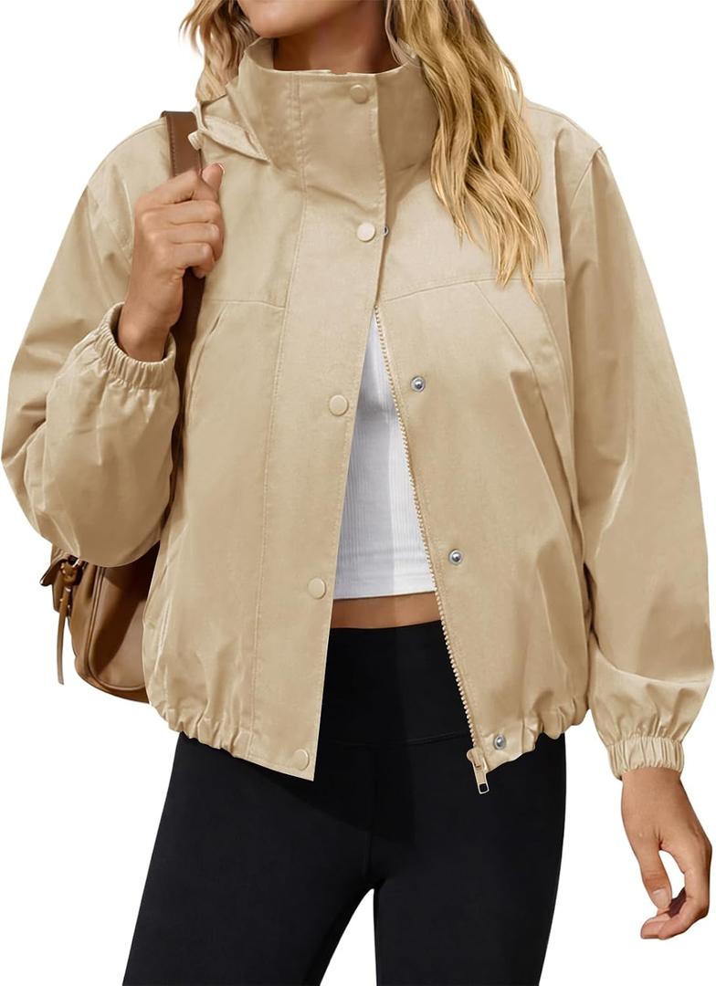 Yousify Womens Lightweight Jacket Windbreaker Hooded Athletic Sun Protection Outerwear Hiking Jackets Spring Coats (S)