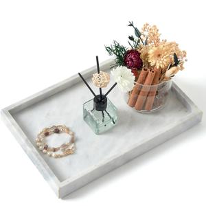 Marble Bathroom Tray,Pure Natural Marble Vanity Tray,Marble Tray for Kitchen Counter Non-Ceramic/Non-Resin,Stone Tray 12 x 8 inch (White)