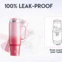 Meoky 40oz Tumbler with Handle, Stainless Steel Travel Mug with 2-in-1 Straw and Sip Lid, Vacuum Insulated Coffee Mug, 100% Leak Proof, Keeps Cold for 34 Hours or Hot for 10 Hours (Flamingo)