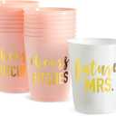 BLUE PANDA 16-Pack Bachelorette Party Cups, Reusable Bride and Bridesmaid Cups for Bridal Shower Party, Bachelorette Favors and Bridesmaid Gifts, Future Mrs + Cheers (16 oz)
